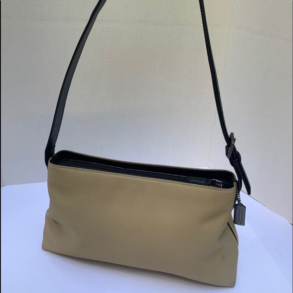 Coach Beige Canvas and Black Leather Bag Authentic